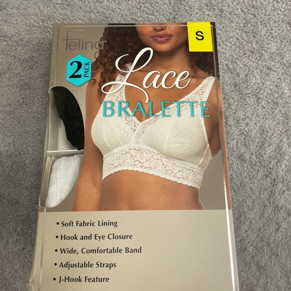 NEW Felina Black White Women's S 2-Pack Lace Bralette With Adjustable Straps - Picture 5 of 7